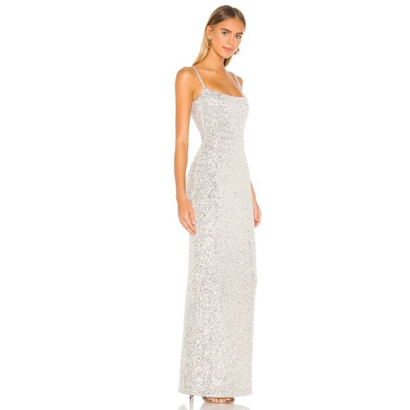 Nookie Lovers Nothings Sequin Gown in Silver NWT Size Large - Picture 2 of 3